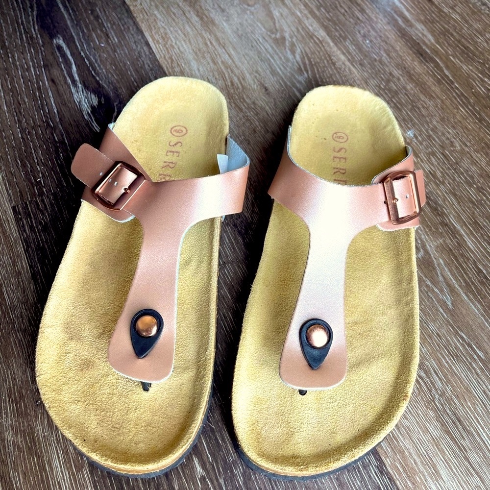Serra Rose Gold Cork Sandals